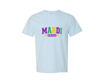 brand:Comfort Colors|color:Chambray|Mardi Gras Fleur De Lis Graphic T-Shirt