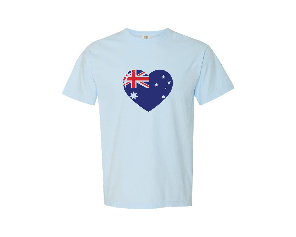 brand:Comfort Colors|color:Chambray|Australian Flag Heart Love Design Graphic T-Shirt