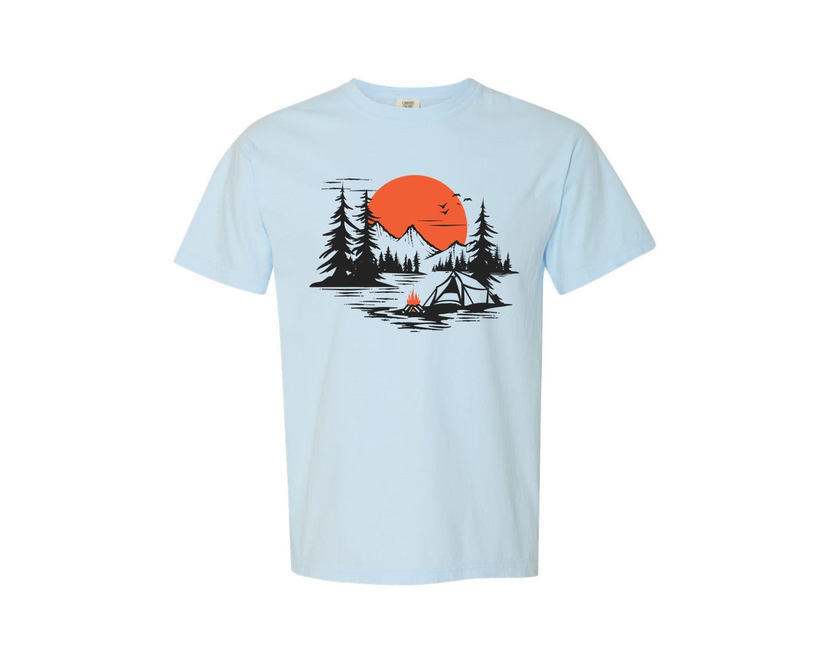 brand:Comfort Colors|color:Chambray|Sunset Camping Adventure T Shirt Design 9 Graphic T-Shirt