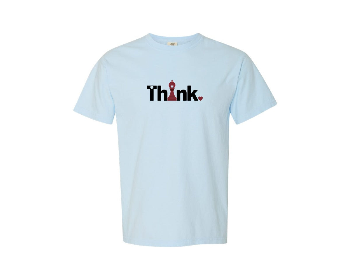 brand:Comfort Colors|color:Chambray|Think Valentine Chess Lover Shirt Graphic T-Shirt