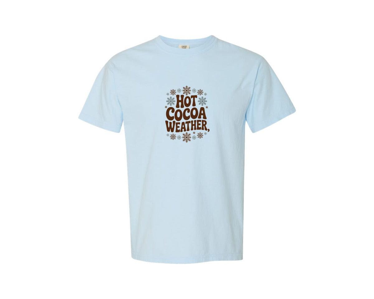 brand:Comfort Colors|color:Chambray|Cozy Retro Hot Cocoa Weather Graphic Tee Graphic T-Shirt