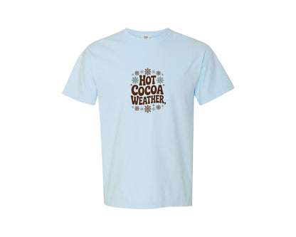 brand:Comfort Colors|color:Chambray|Cozy Retro Hot Cocoa Weather Graphic Tee Graphic T-Shirt