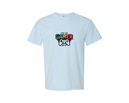 brand:Comfort Colors|color:Chambray|Gamer Pixelated Text With Rainbow Colors Graphic T-Shirt