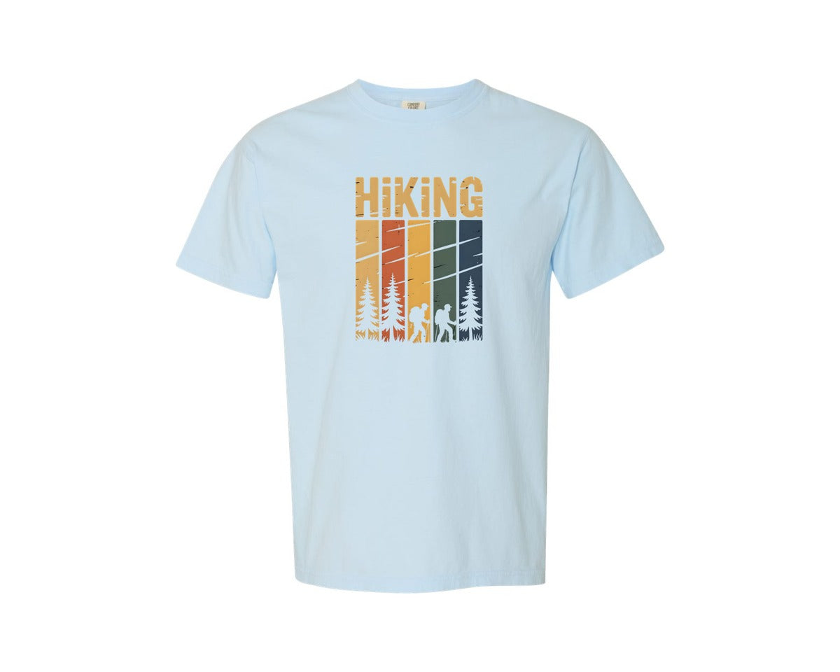 brand:Comfort Colors|color:Chambray|Retro Hiking Mountain Adventure Graphic T-Shirt