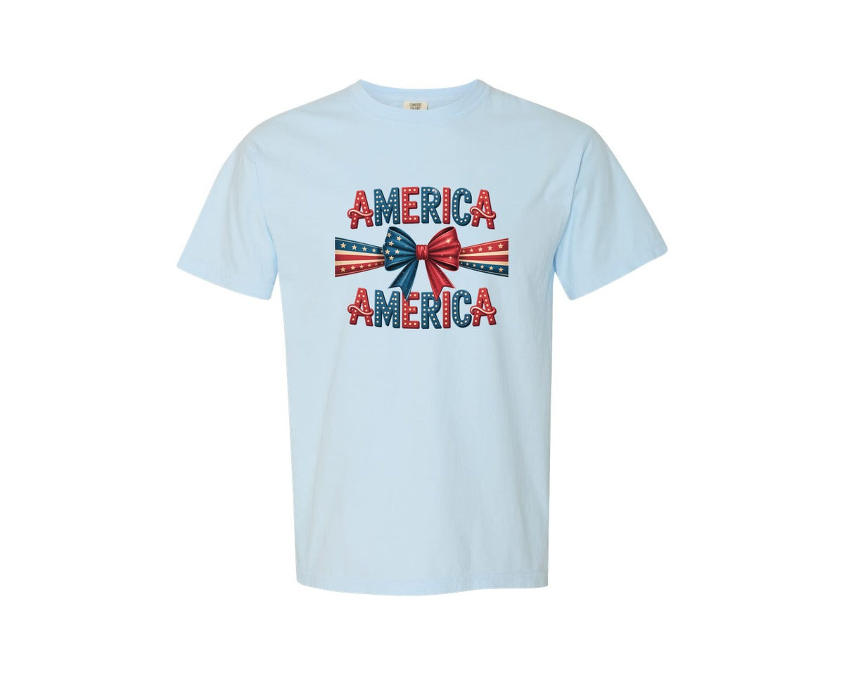 brand:Comfort Colors|color:Chambray|Patriotic America Design With Stars An Graphic T-Shirt