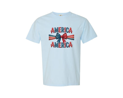 brand:Comfort Colors|color:Chambray|Patriotic America Design With Stars An Graphic T-Shirt