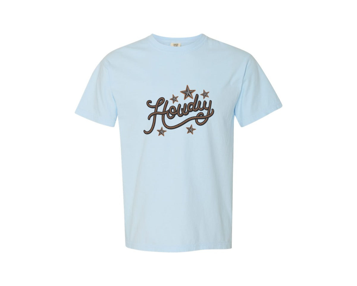 brand:Comfort Colors|color:Chambray|Howdy Western Cowboy Rope Graphic T-Shirt