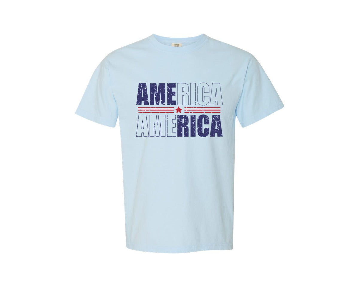 brand:Comfort Colors|color:Chambray|America Patriotic Graphic T-Shirt