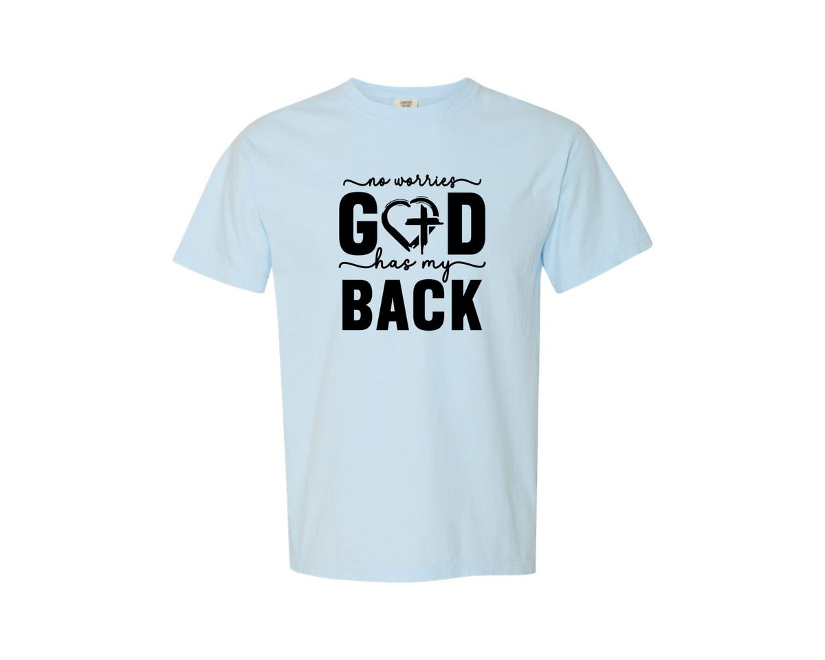 brand:Comfort Colors|color:Chambray|God Has My Back Christian Graphic T-Shirt