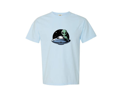 brand:Comfort Colors|color:Chambray|Retro Vintage Ufo Alien T Shirt Design 4 Graphic T-Shirt