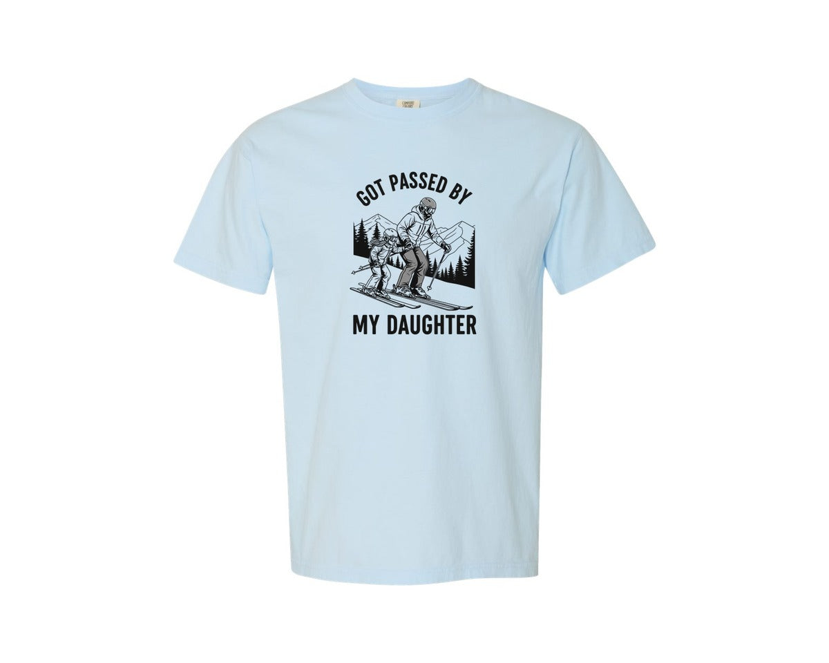 brand:Comfort Colors|color:Chambray|Got Passed By My Daughter Funny Skiing Graphic T-Shirt