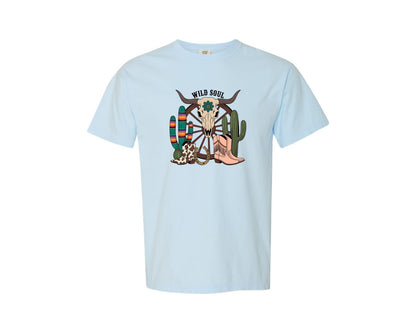 brand:Comfort Colors|color:Chambray|Wild Soul Western Boho Graphic T-Shirt
