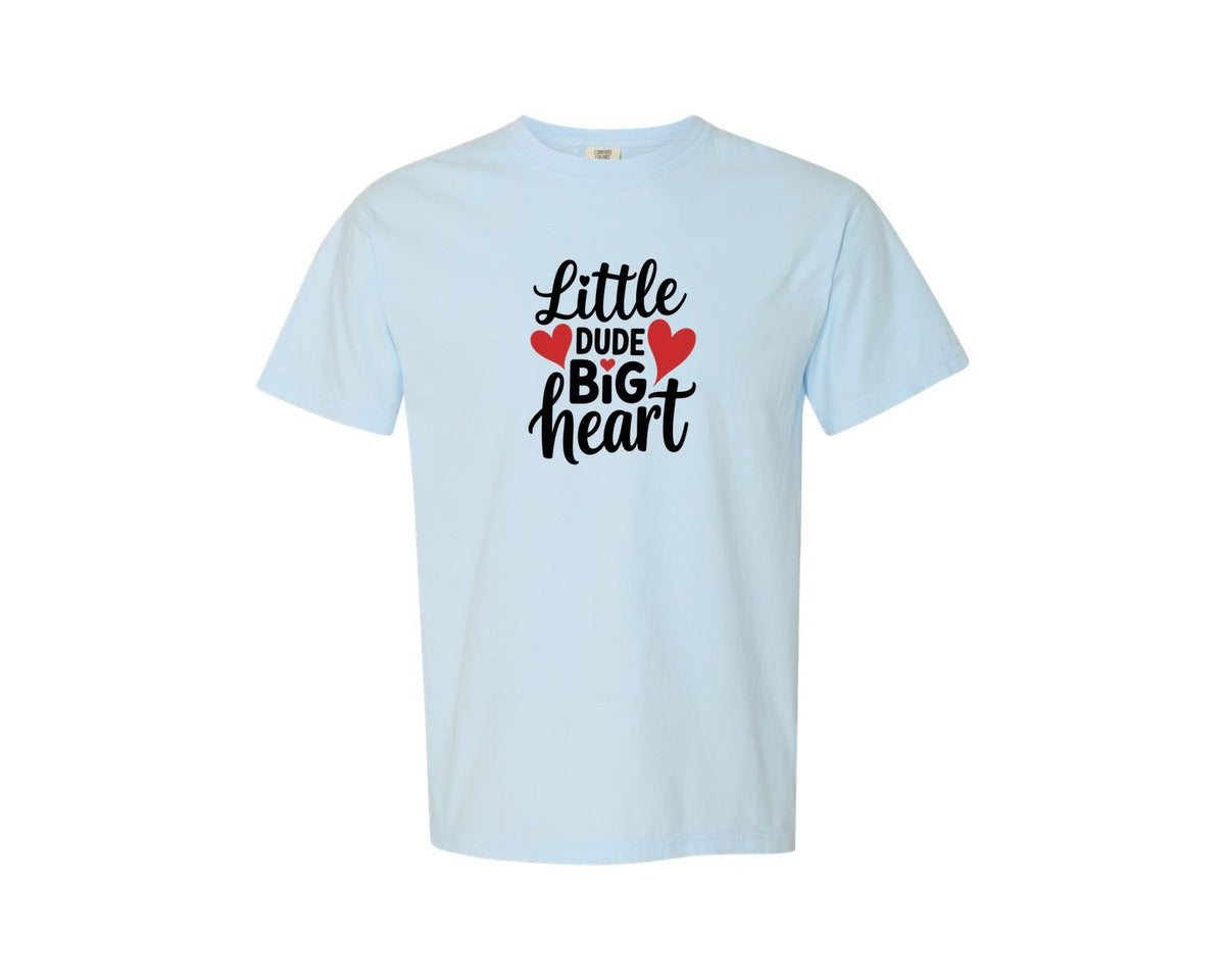 brand:Comfort Colors|color:Chambray|Little Dude Big Heart Valentine Graphic T-Shirt