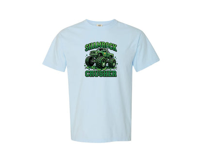 brand:Comfort Colors|color:Chambray|Shamrock Crusher Monster Truck 3 Graphic T-Shirt