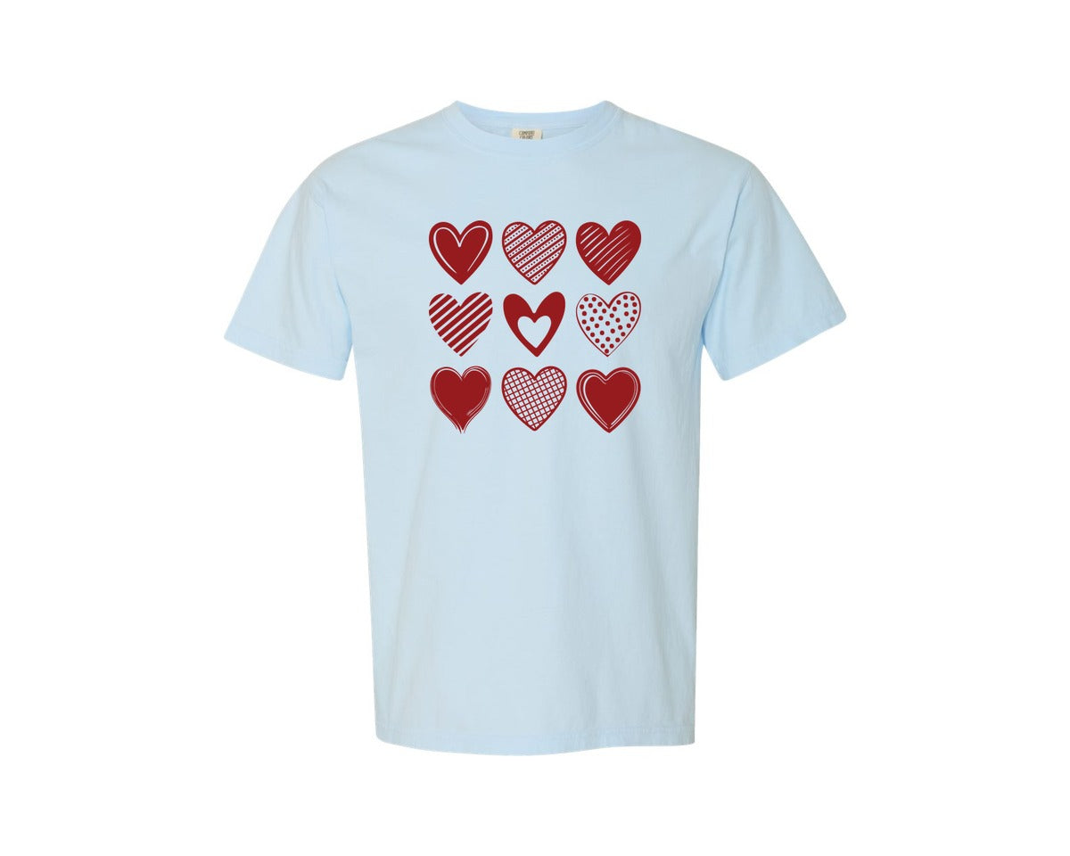 brand:Comfort Colors|color:Chambray|Valentines Day Hearts Valentine Graphic T-Shirt