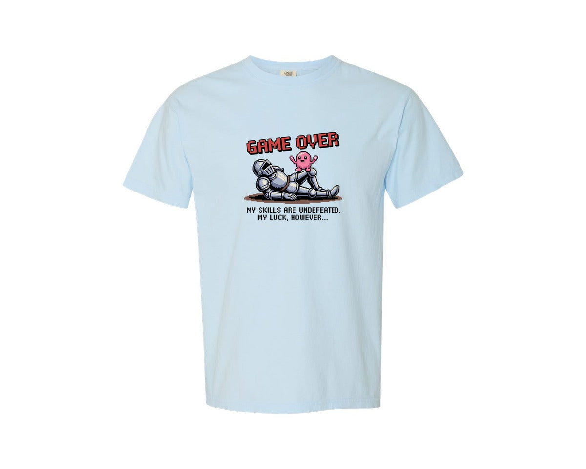 brand:Comfort Colors|color:Chambray|Game Over Pixel Knight Defeated Graphic T-Shirt