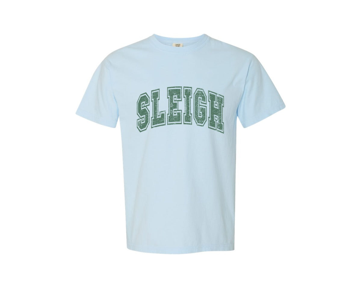 brand:Comfort Colors|color:Chambray|Funny Christmas Shirt Sleigh Graphic T-Shirt