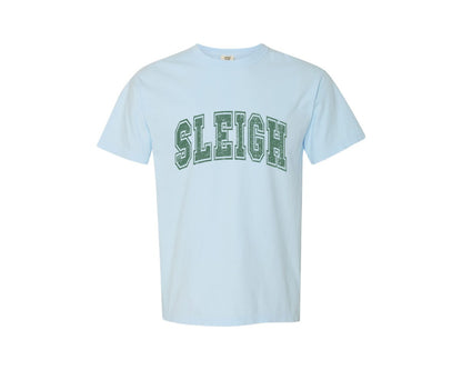 brand:Comfort Colors|color:Chambray|Funny Christmas Shirt Sleigh Graphic T-Shirt