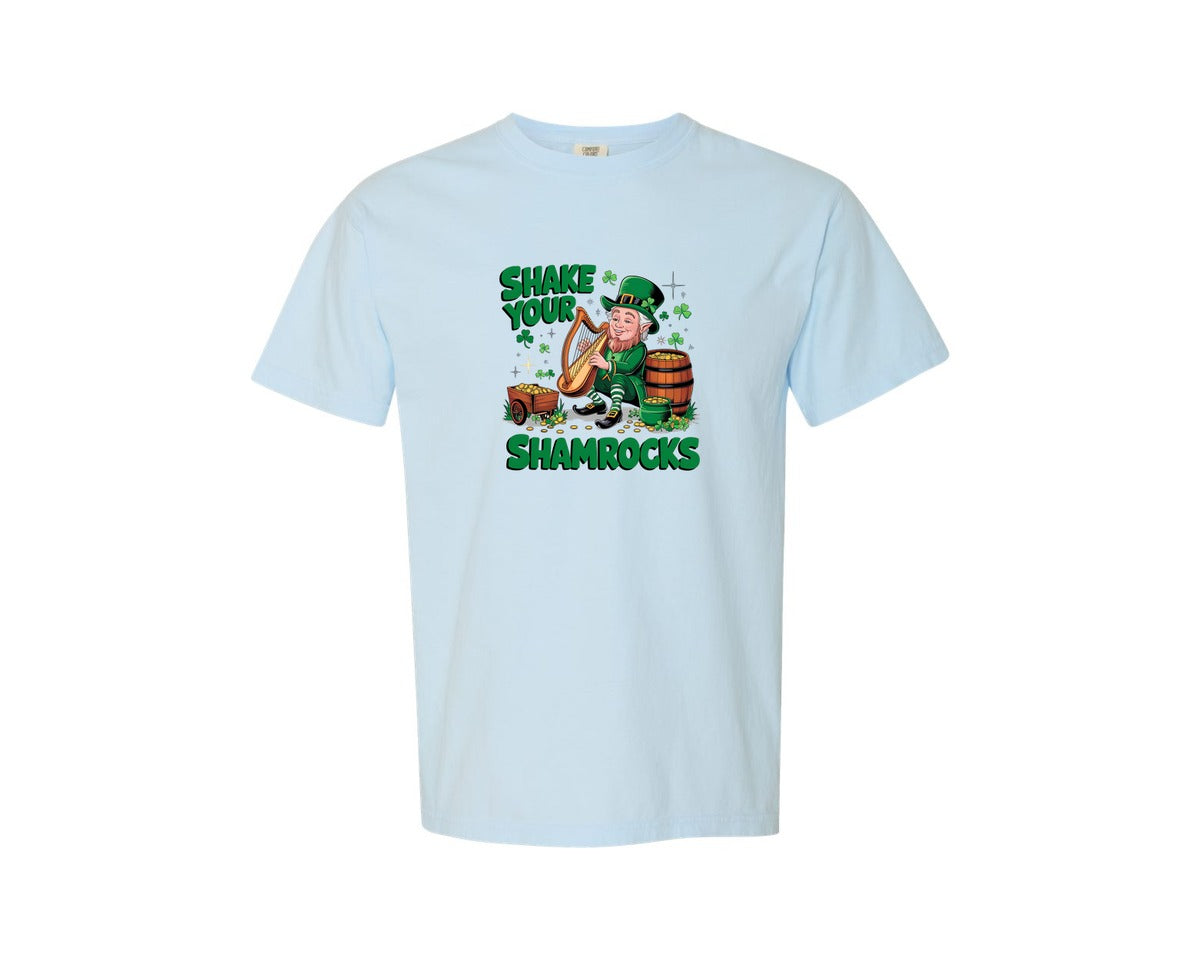 brand:Comfort Colors|color:Chambray|Shake Your Shamrocks St Patricks 2 Graphic T-Shirt