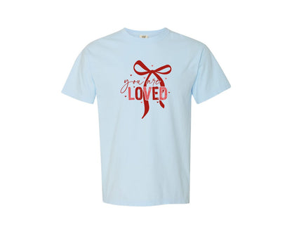 brand:Comfort Colors|color:Chambray|You Are Loved Christian Valentines Graphic T-Shirt