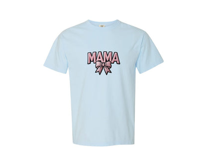 brand:Comfort Colors|color:Chambray|Coquette Mama Faux Yarn Latch Hook Graphic T-Shirt