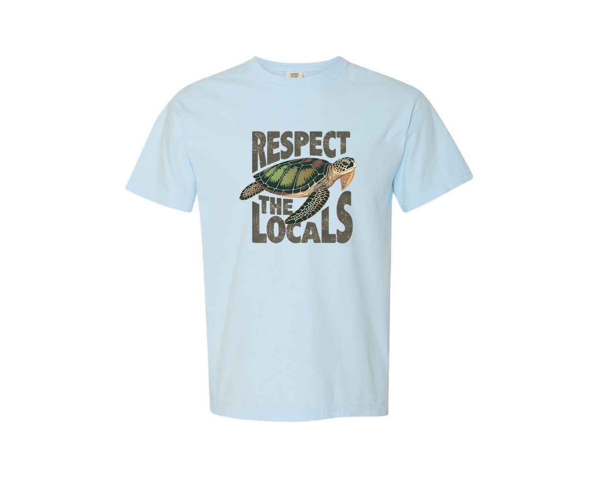 brand:Comfort Colors|color:Chambray|Respect The Locals Sea Turtle Graphic T-Shirt