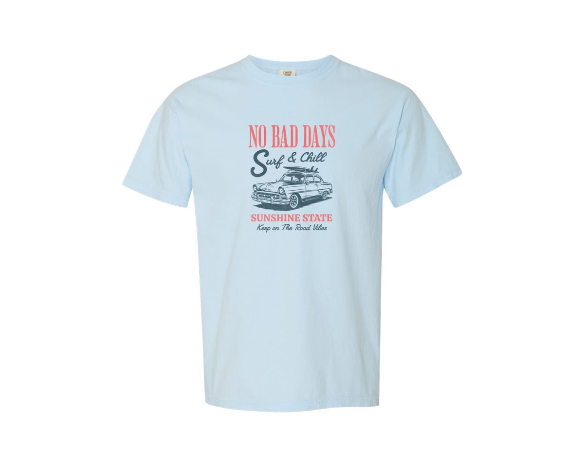 brand:Comfort Colors|color:Chambray|Summer No Bad Days Surf Chill Graphic T-Shirt