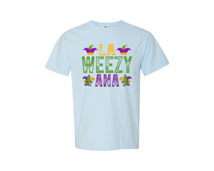 brand:Comfort Colors|color:Chambray|La Weezy Ana Design Mardi Gras Graphic T-Shirt