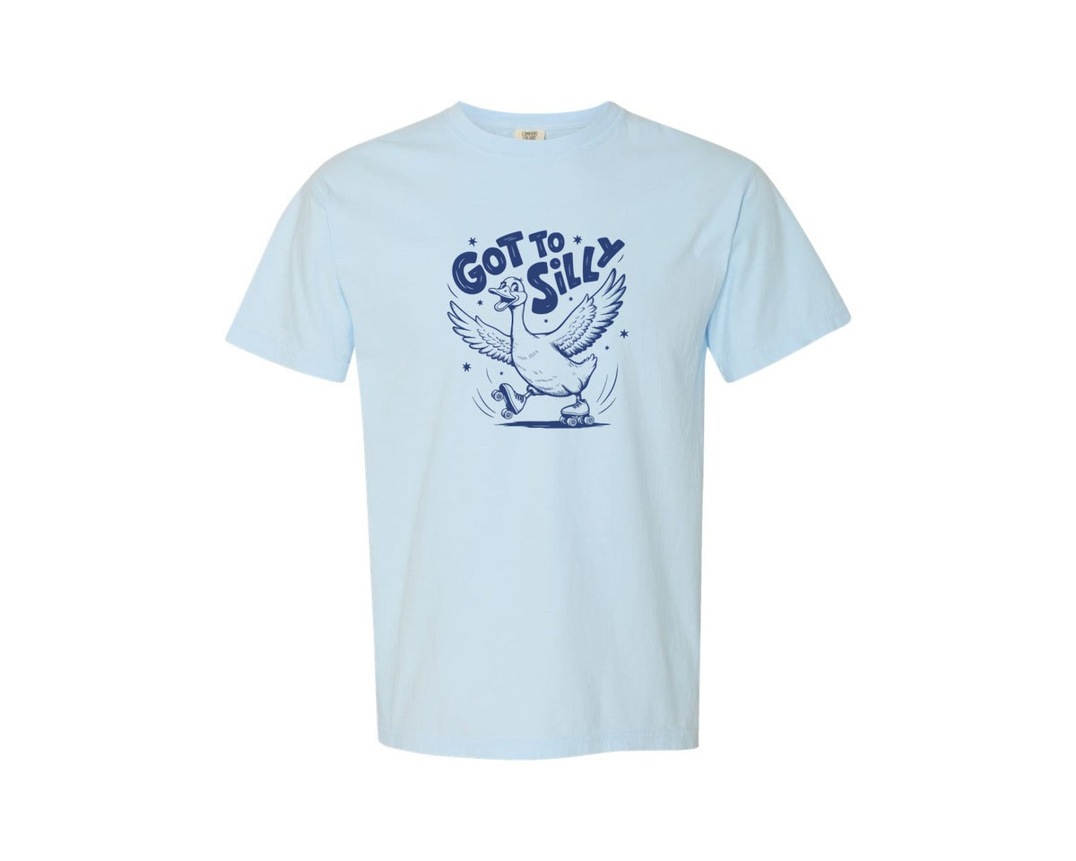 brand:Comfort Colors|color:Chambray|Funny Goose Got Too Silly Design Graphic T-Shirt