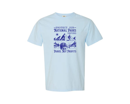 brand:Comfort Colors|color:Chambray|Protect Our National Parks Defund Doge Graphic T-Shirt