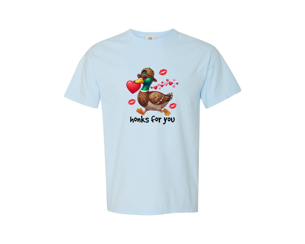 brand:Comfort Colors|color:Chambray|Valentines Goose Honk Graphic T-Shirt