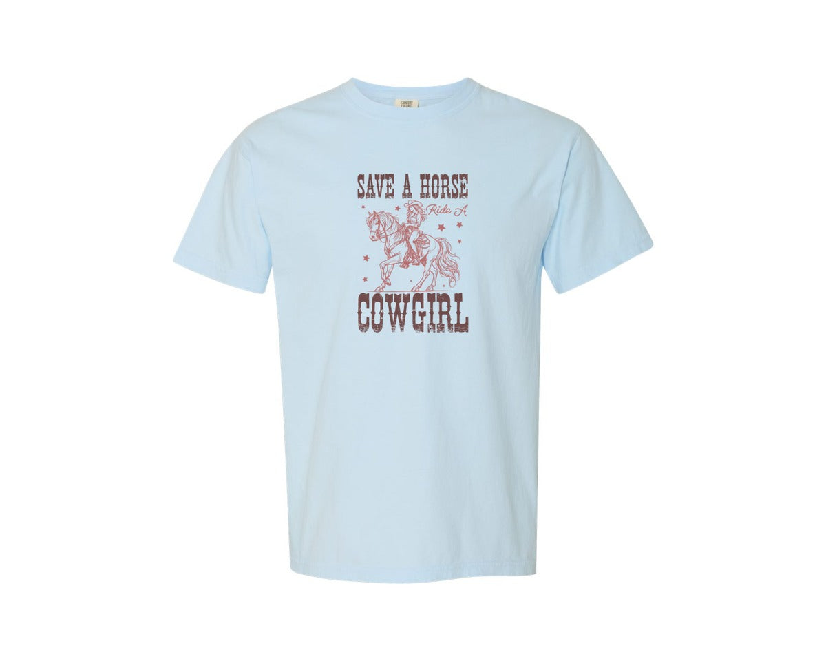 brand:Comfort Colors|color:Chambray|Vintage Western Cowgirl 30 Graphic T-Shirt