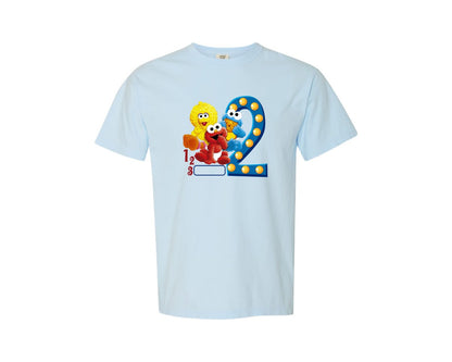 brand:Comfort Colors|color:Chambray|Sesame Street 2Nd Birthday T Shirt Graphic T-Shirt