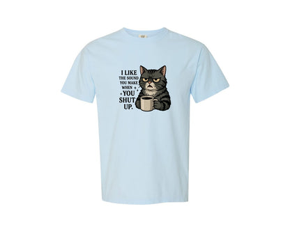 brand:Comfort Colors|color:Chambray|Grumpy Cat Coffee Sarcastic Cat Graphic T-Shirt