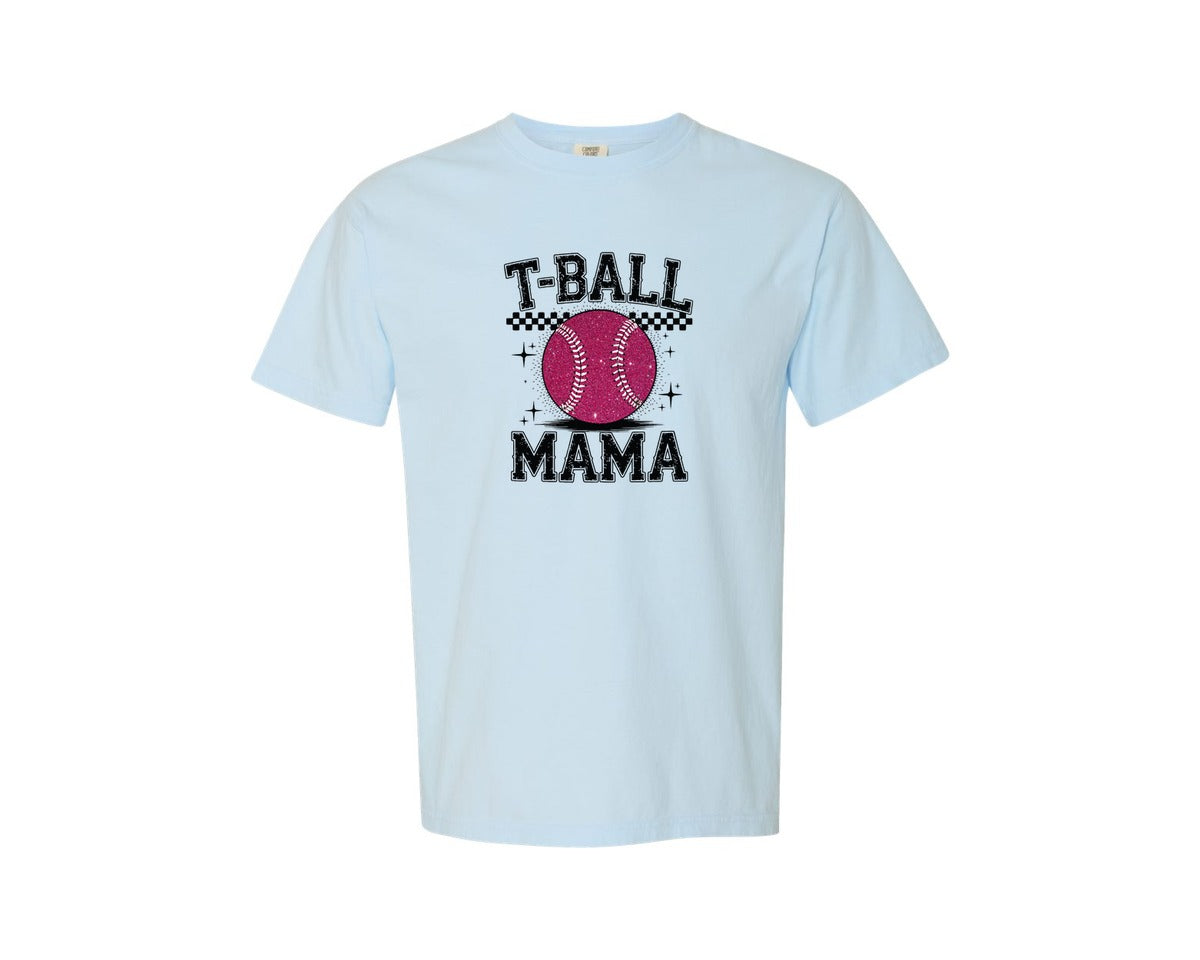 brand:Comfort Colors|color:Chambray|T Ball Mama Shirt Glitter Baseball Graphic T-Shirt