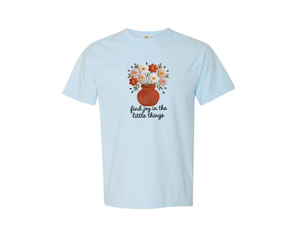 brand:Comfort Colors|color:Chambray|Faux Yarn Floral Motivational Quote Graphic T-Shirt