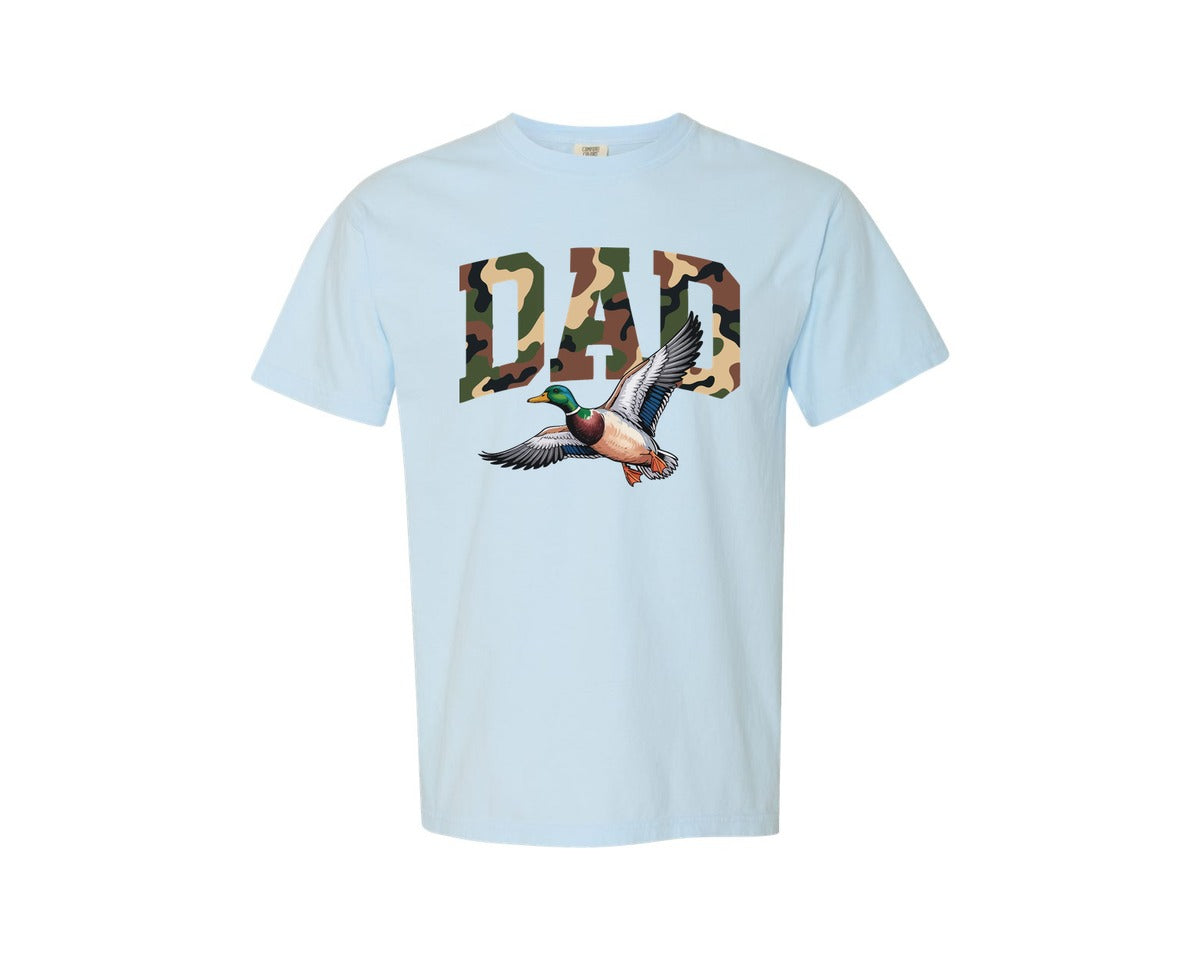 brand:Comfort Colors|color:Chambray|Camo Dad Duck Hunting Design Graphic T-Shirt