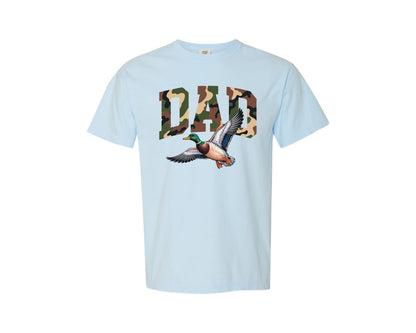 brand:Comfort Colors|color:Chambray|Camo Dad Duck Hunting Design Graphic T-Shirt