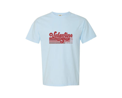 brand:Comfort Colors|color:Chambray|Retro Valentine Love Be Mine Graphic T-Shirt
