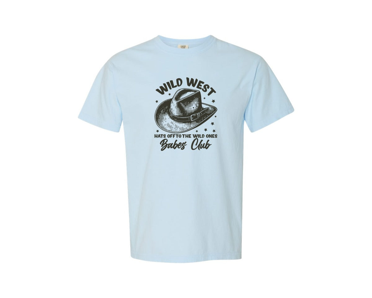 brand:Comfort Colors|color:Chambray|Wild West Babes Club Cowgirl Graphic T-Shirt