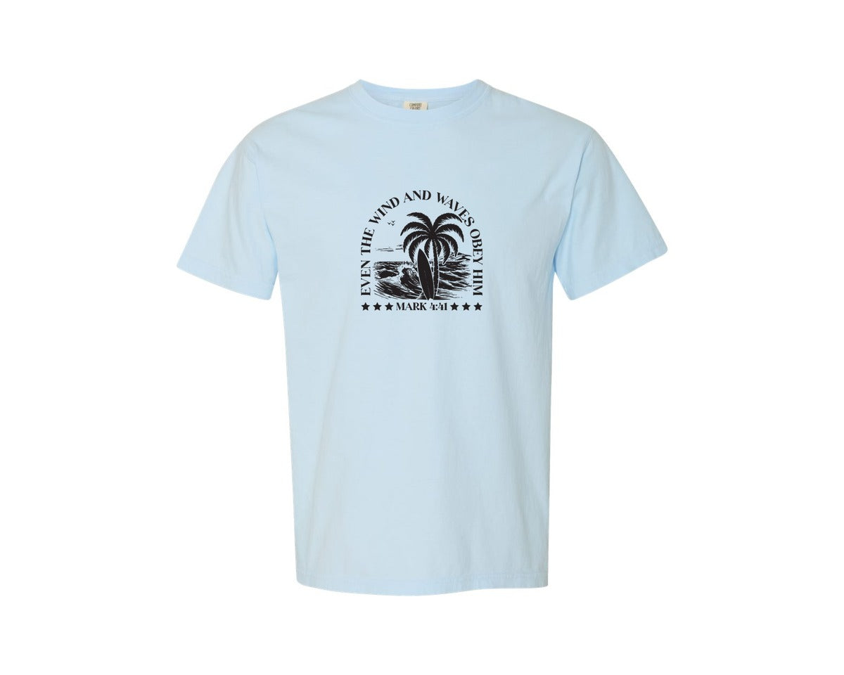 brand:Comfort Colors|color:Chambray|Wind And Waves Obey Him Mark 441 Graphic T-Shirt