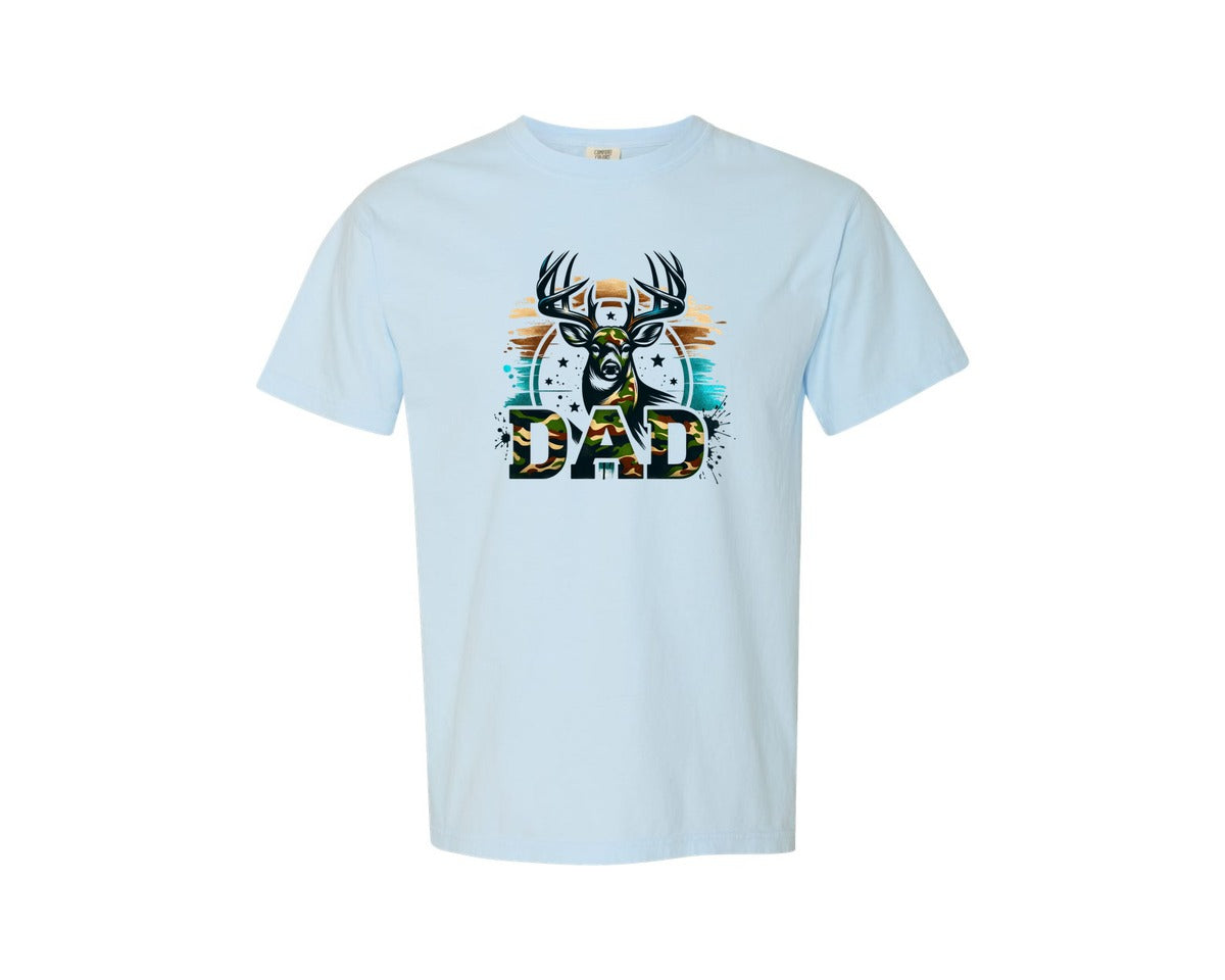brand:Comfort Colors|color:Chambray|Dad Camouflage Deer Hunting Graphic T-Shirt