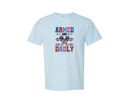 brand:Comfort Colors|color:Chambray|Funny Dad Patriotic Father Graphic T-Shirt