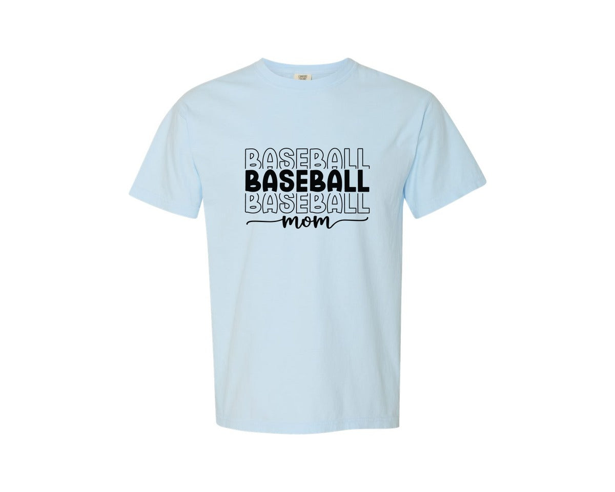 brand:Comfort Colors|color:Chambray|Baseball Mom Baseball Mom 3 Graphic T-Shirt