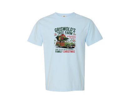 brand:Comfort Colors|color:Chambray|Christmas Movie Retro Christmas 2 Graphic T-Shirt