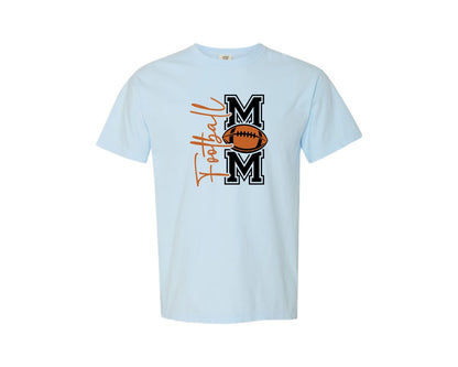 brand:Comfort Colors|color:Chambray|Football Mom Front Back Shirt Graphic T-Shirt