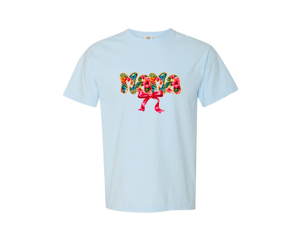 brand:Comfort Colors|color:Chambray|Spring Floral Mama Floral Mama 3 Graphic T-Shirt