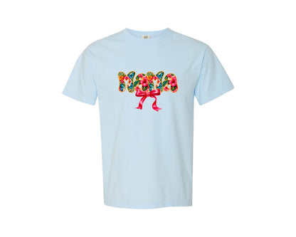 brand:Comfort Colors|color:Chambray|Spring Floral Mama Floral Mama 3 Graphic T-Shirt