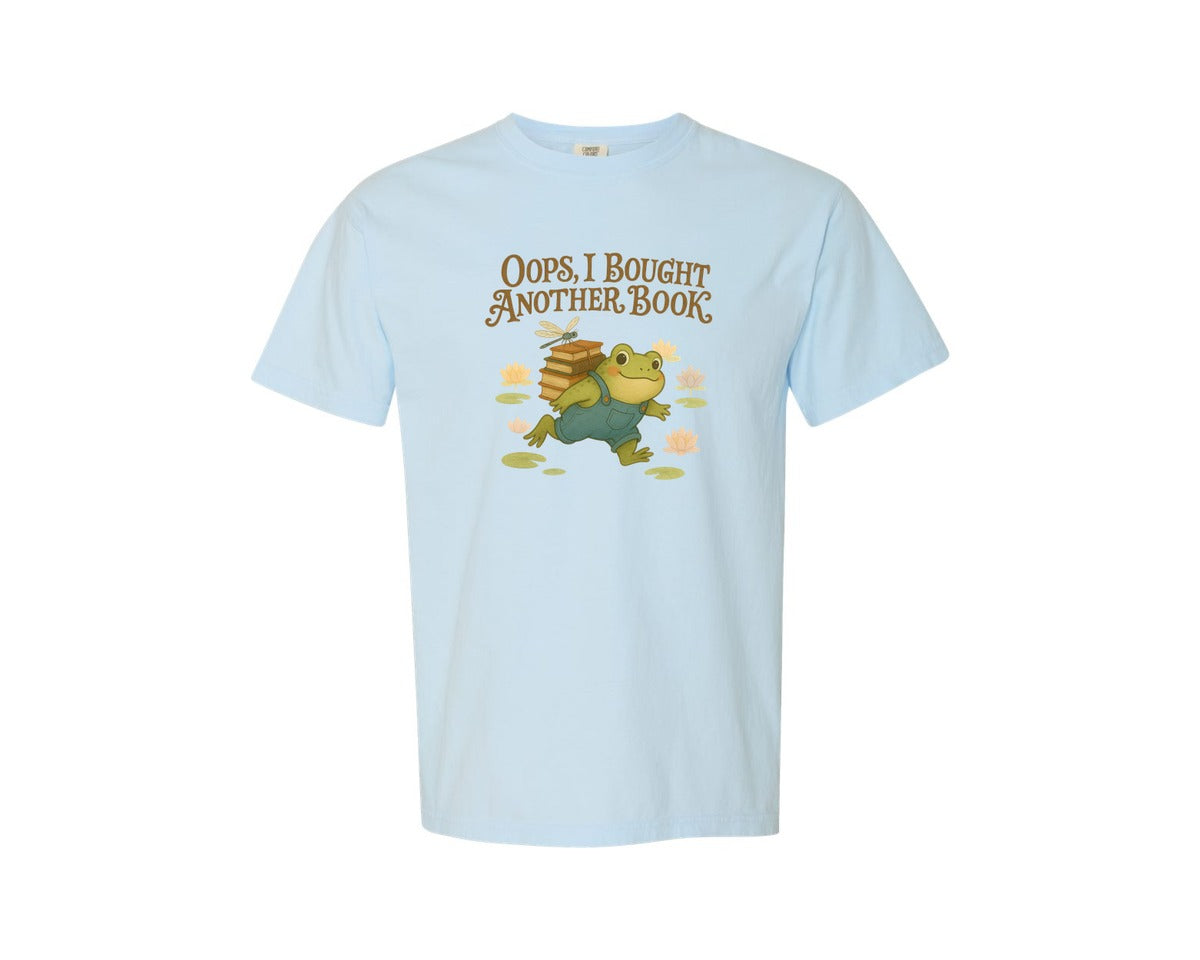 brand:Comfort Colors|color:Chambray|Funny Bookish Frog Book Lover Graphic T-Shirt
