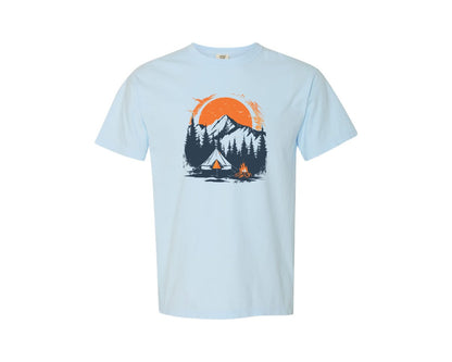 brand:Comfort Colors|color:Chambray|Sunset Camping Adventure T Shirt Design 3 Graphic T-Shirt